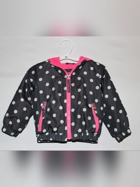 Black Polka Dot Jacket with Hot Pink Trim